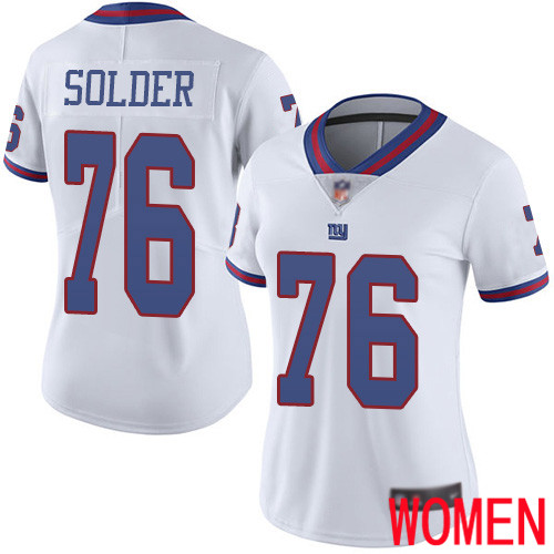 Women New York Giants #76 Nate Solder Limited White Rush Vapor Untouchable Football NFL Jersey->women nfl jersey->Women Jersey
